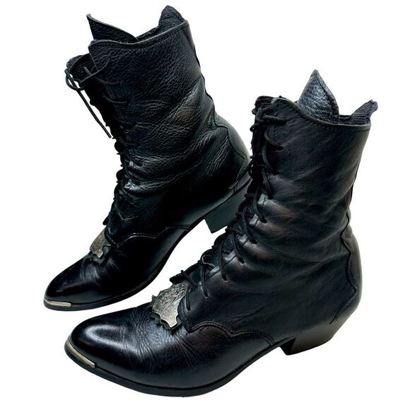 Vintage 🖤 leather boots size 8 - Picture 1 of 13